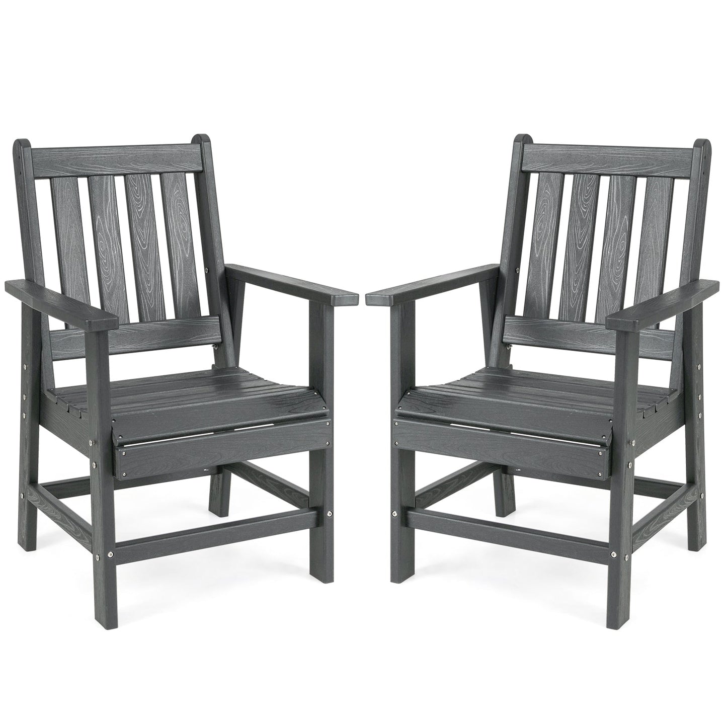 Set of 2 Patio Dining Chairs with Wide Armrests