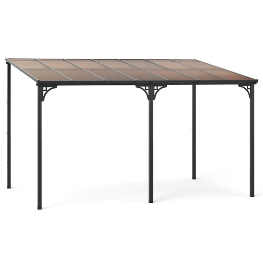 Wall-Mounted Polycarbonate Patio Cover with Adjustable Anchoring Options