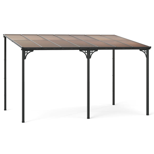 Wall-Mounted Polycarbonate Patio Cover with Adjustable Anchoring Options