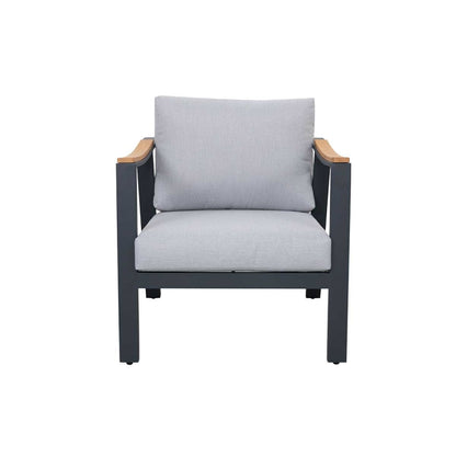 Nova 4-Piece Aluminum & Teak Sofa Set with Stationary Chairs