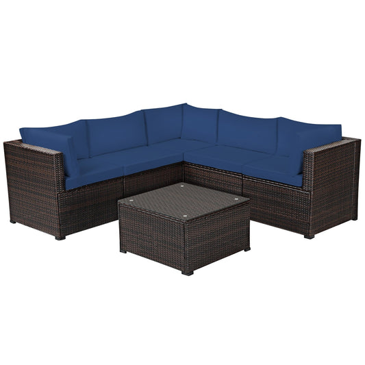 6 Piece Outdoor Wicker Sectional Set