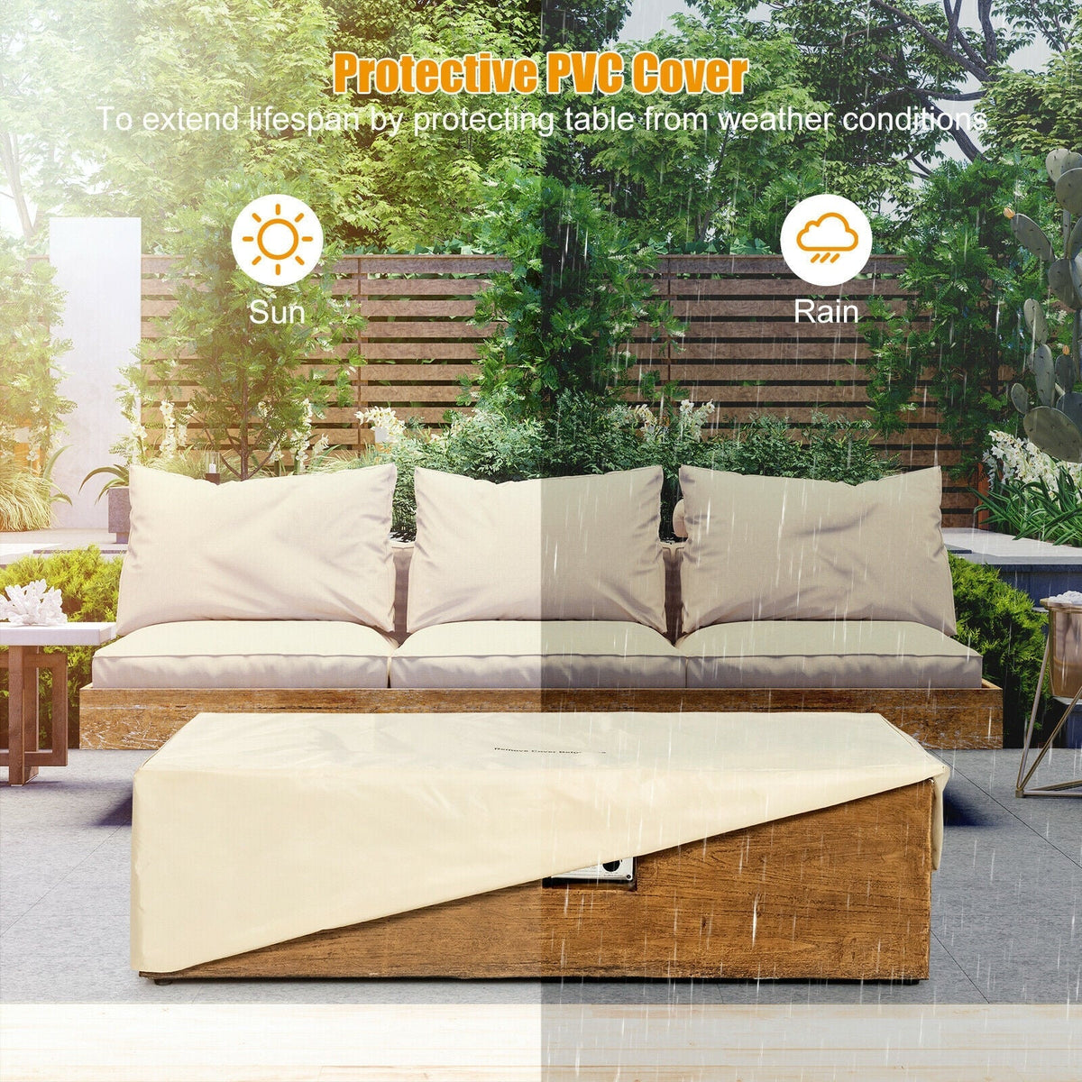 Outdoor Propane Fire Pit Table with Pull-Out Tank Holder