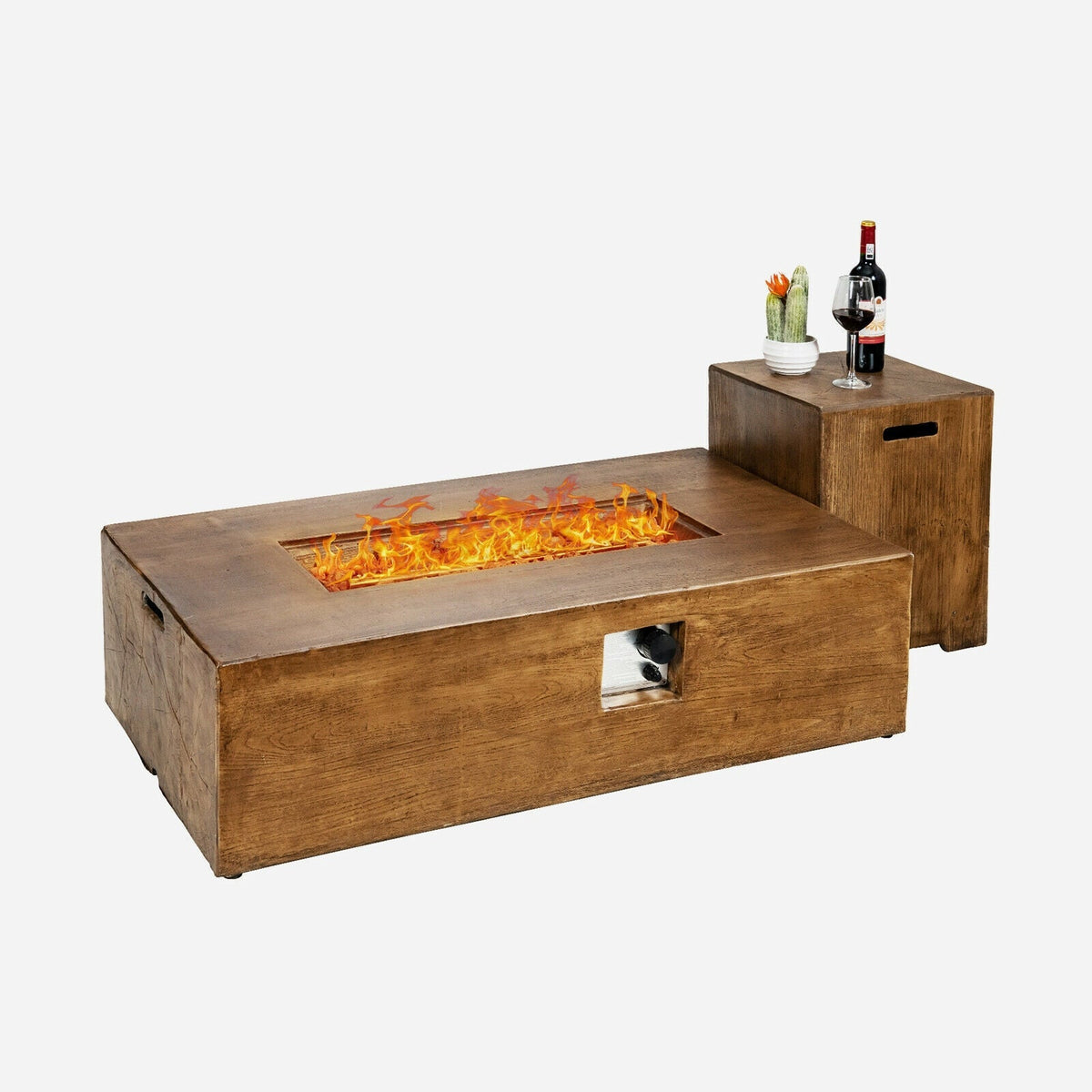 Outdoor Propane Fire Pit Table with Pull-Out Tank Holder