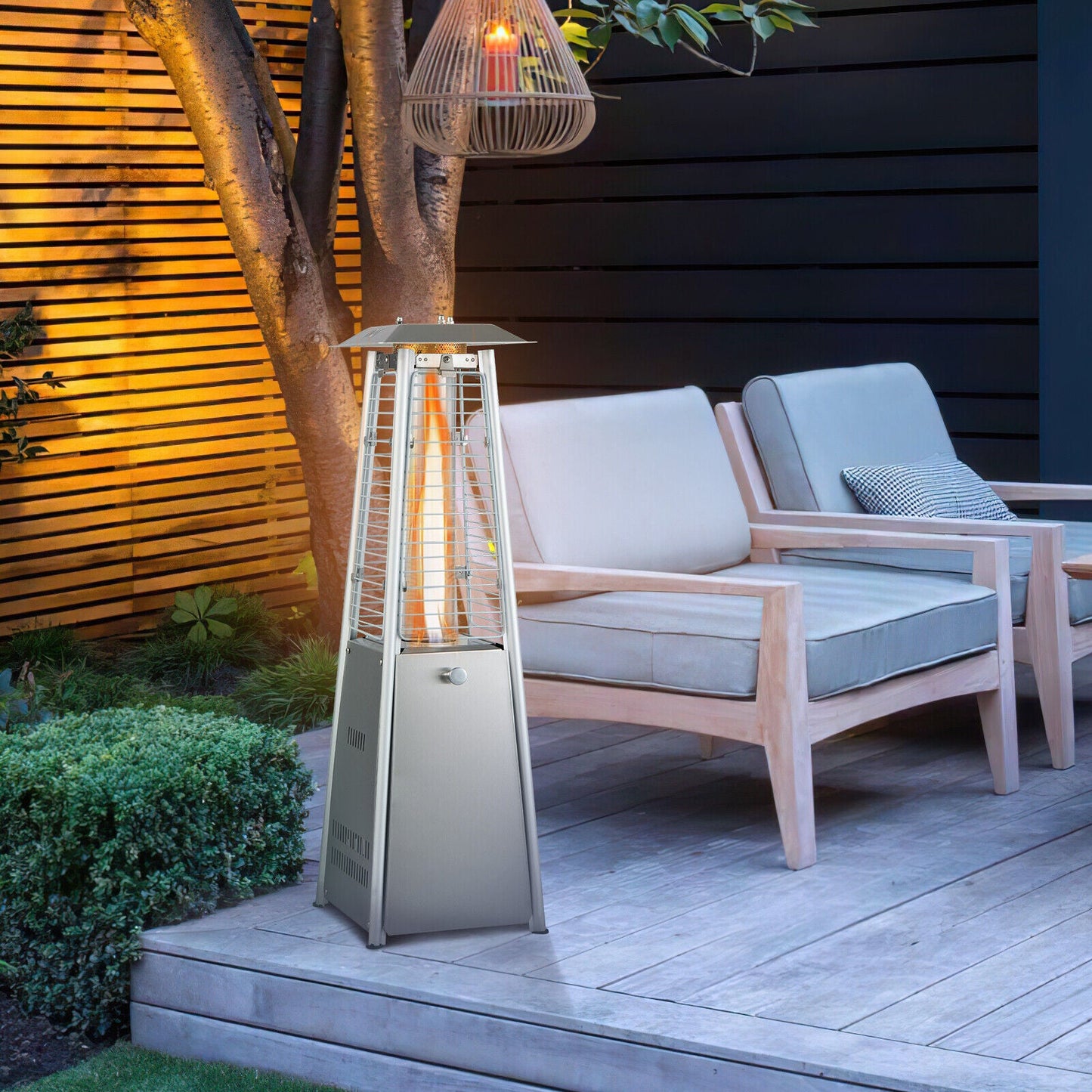 10,000 BTU Portable Stainless Steel Tabletop Patio Heater with Glass Tube