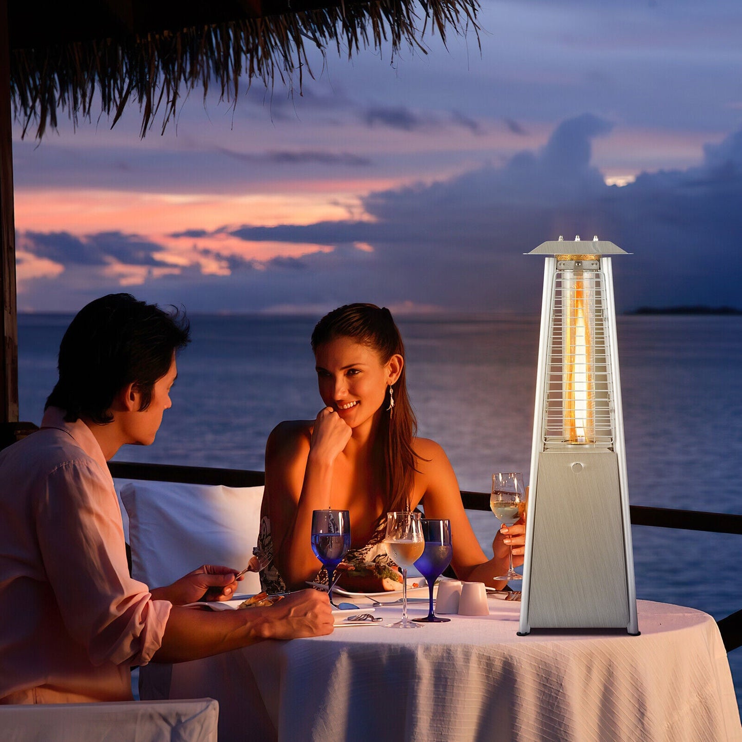 10,000 BTU Portable Stainless Steel Tabletop Patio Heater with Glass Tube