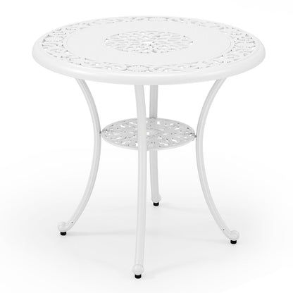 31.5 Inch Round Patio Dining Table for 4 Cast Aluminum with 2-Inch Umbrella Hole