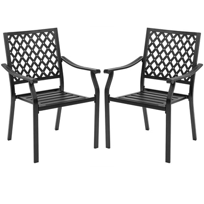 3 Pieces Patio Dining Set Stackable Chairs Armrest Table with Umbrella Hole