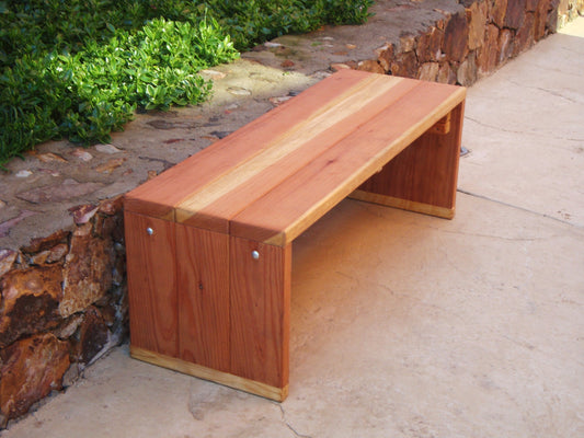 Solid Redwood or Douglas Fir Outdoor Bench