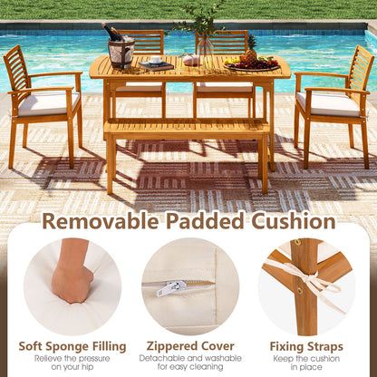 Acacia Wood 7-Piece Patio Dining Set with Umbrella Hole